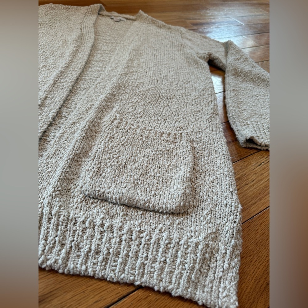 Barefoot Dreams Beige Boucle Cozy Loungewear Cardigan Sweater Women’s Size Large - Picture 6 of 13